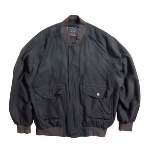 Paul & Shark Yachting Mens 100% Silk Bomber Jacket Black Made in Italy Size M